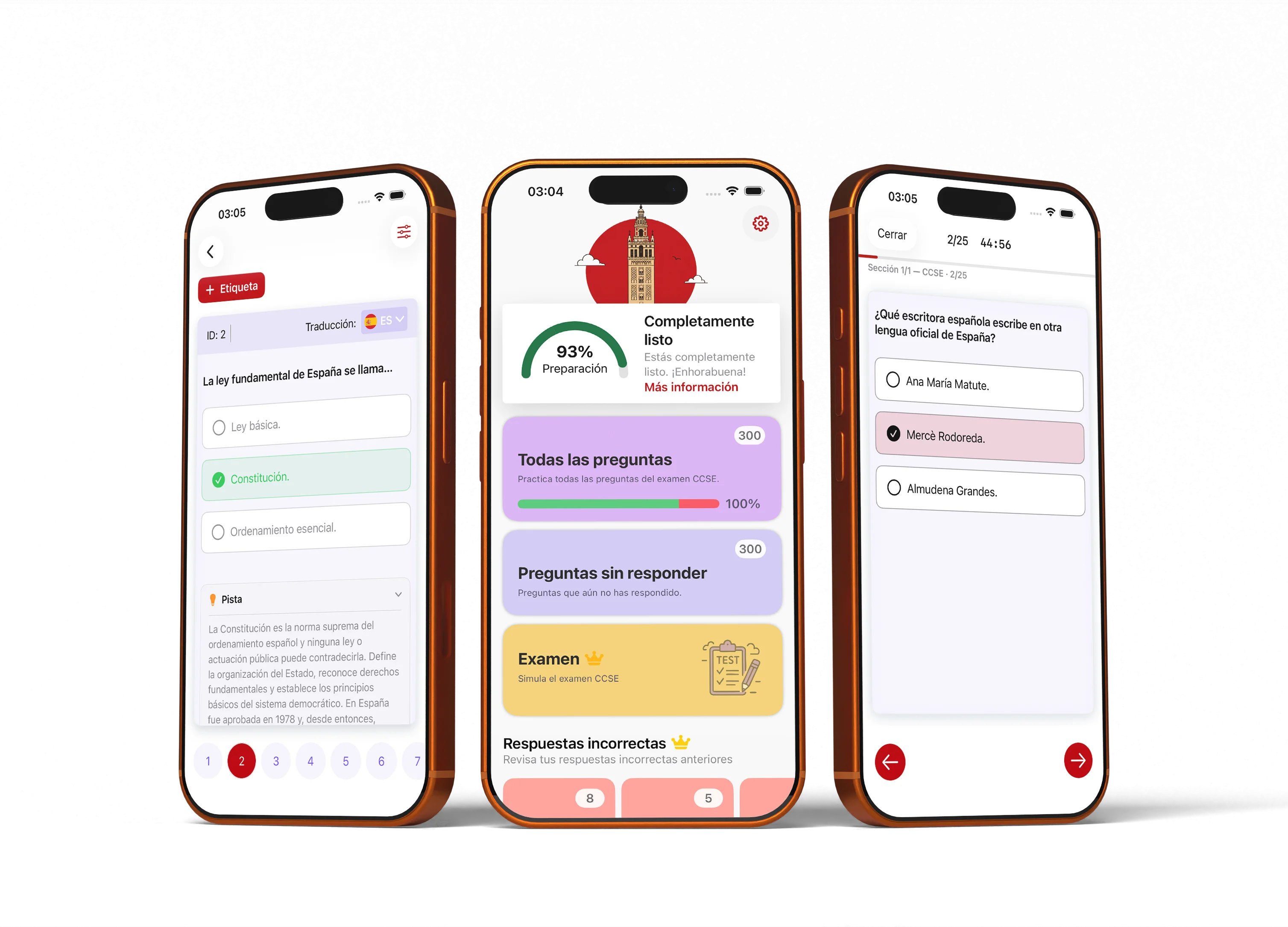 CCSE Nacionalidad Española app screenshots